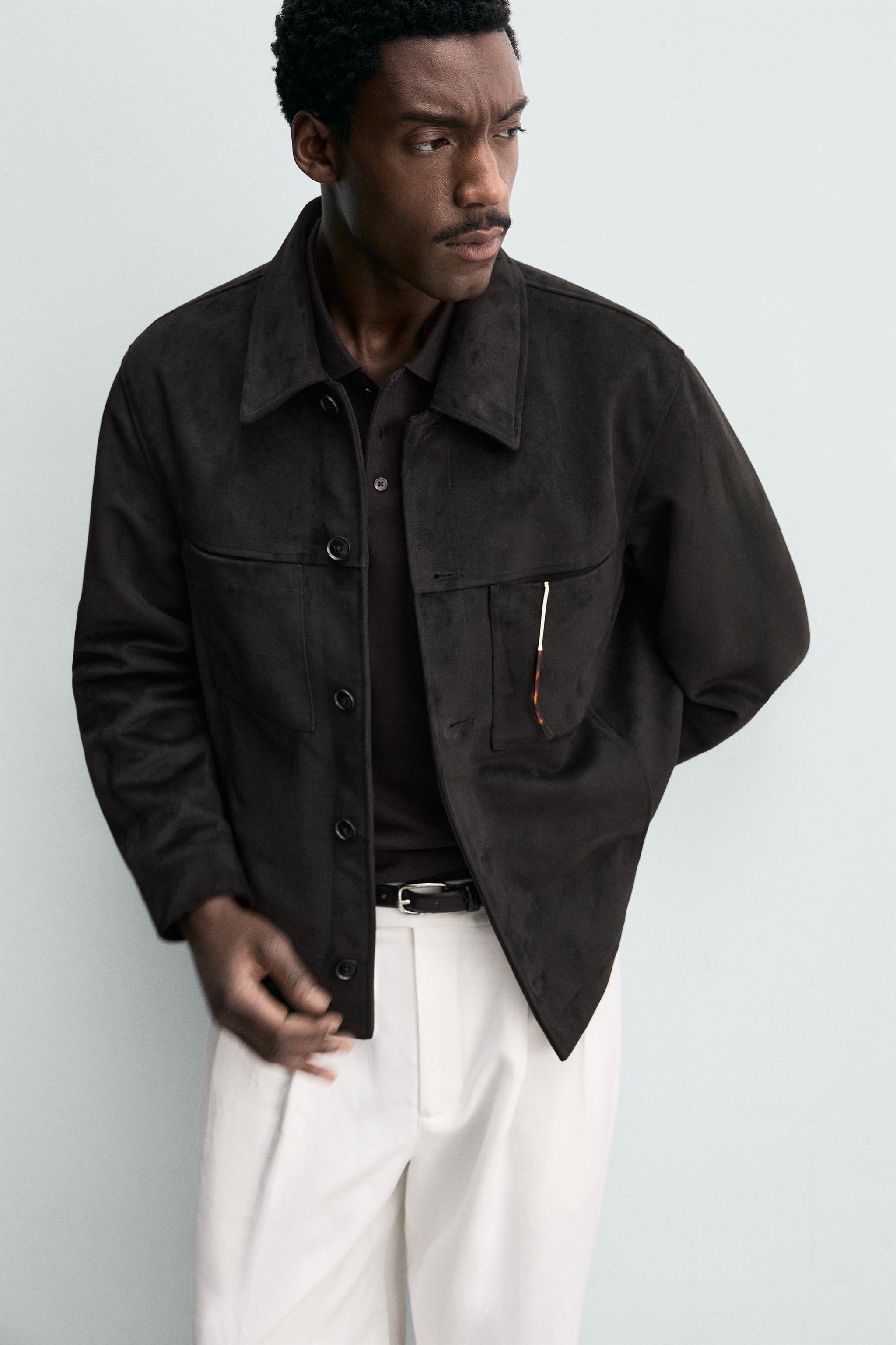 FAUX SUEDE REGULAR FIT OVERSHIRT